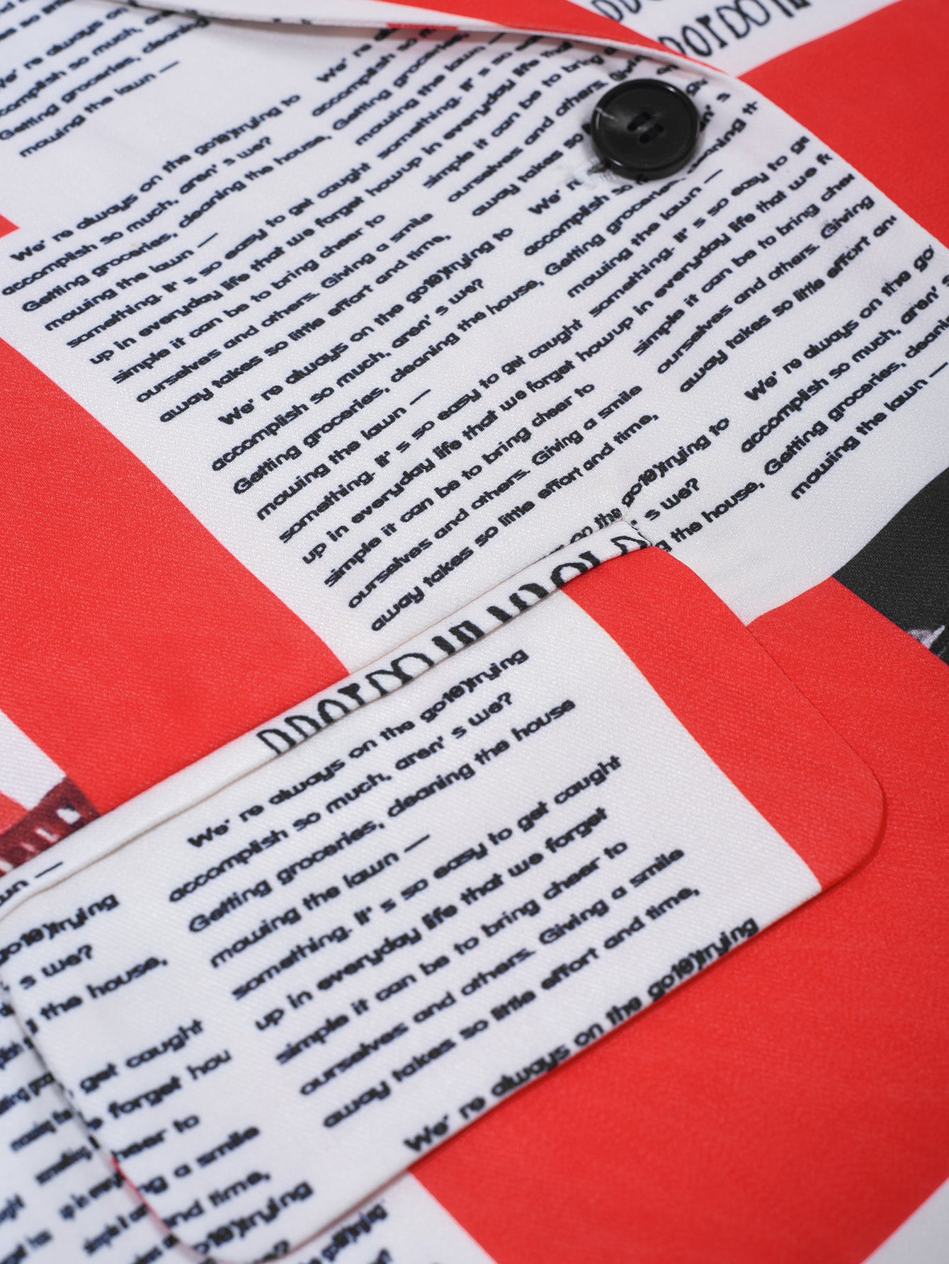 Women Red Geometric Turndown Collar Casual Letter Blazer 4