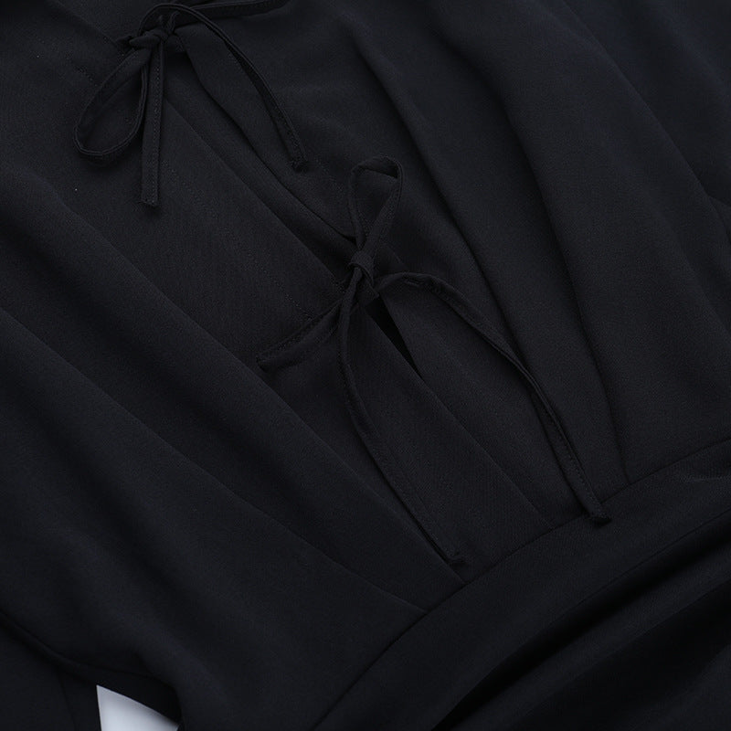 Women's Fashion Chic Lace-Up Long Sleeve Short Dress 14