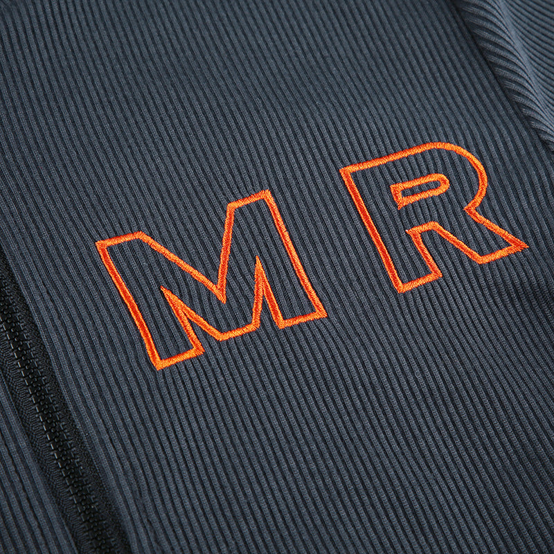 Embroidered Letter Half Turtleneck Crop Zipper Top + High Waist Pleated Skirt Casual Sports Two Piece Set For Women 15