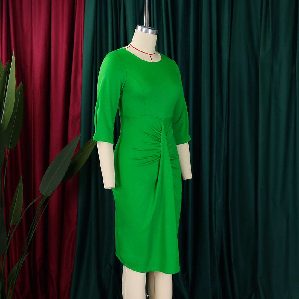 Women's Fashion Chic Pleated Bodycon Plus Size Dress Pencil Dress 14