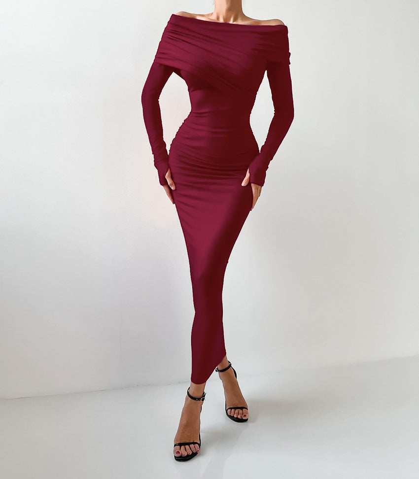 Women sexy knitting Off Shoulder Bodycon dress 3