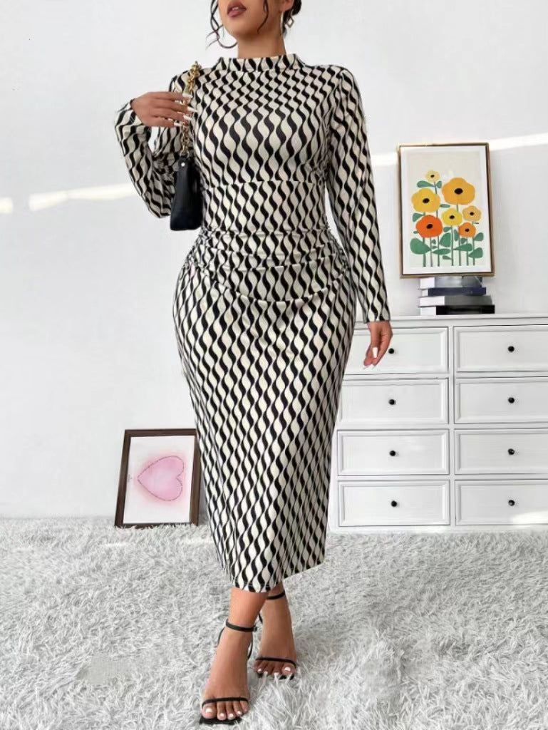 Plus Size Women sexy long-sleeved dress