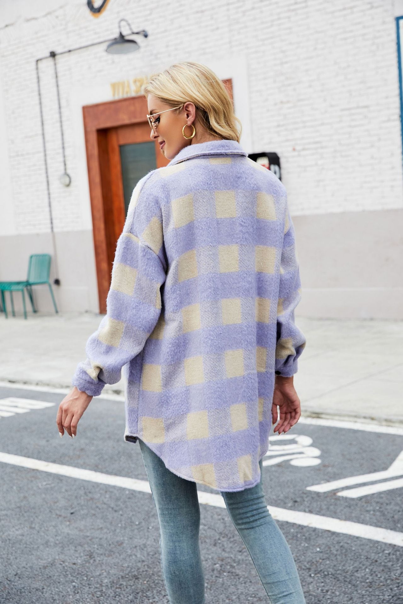 Autumn And Winter Single-Breasted Turndown Collar Long-Sleeved Plaid Cardigan Shirt For Women 20