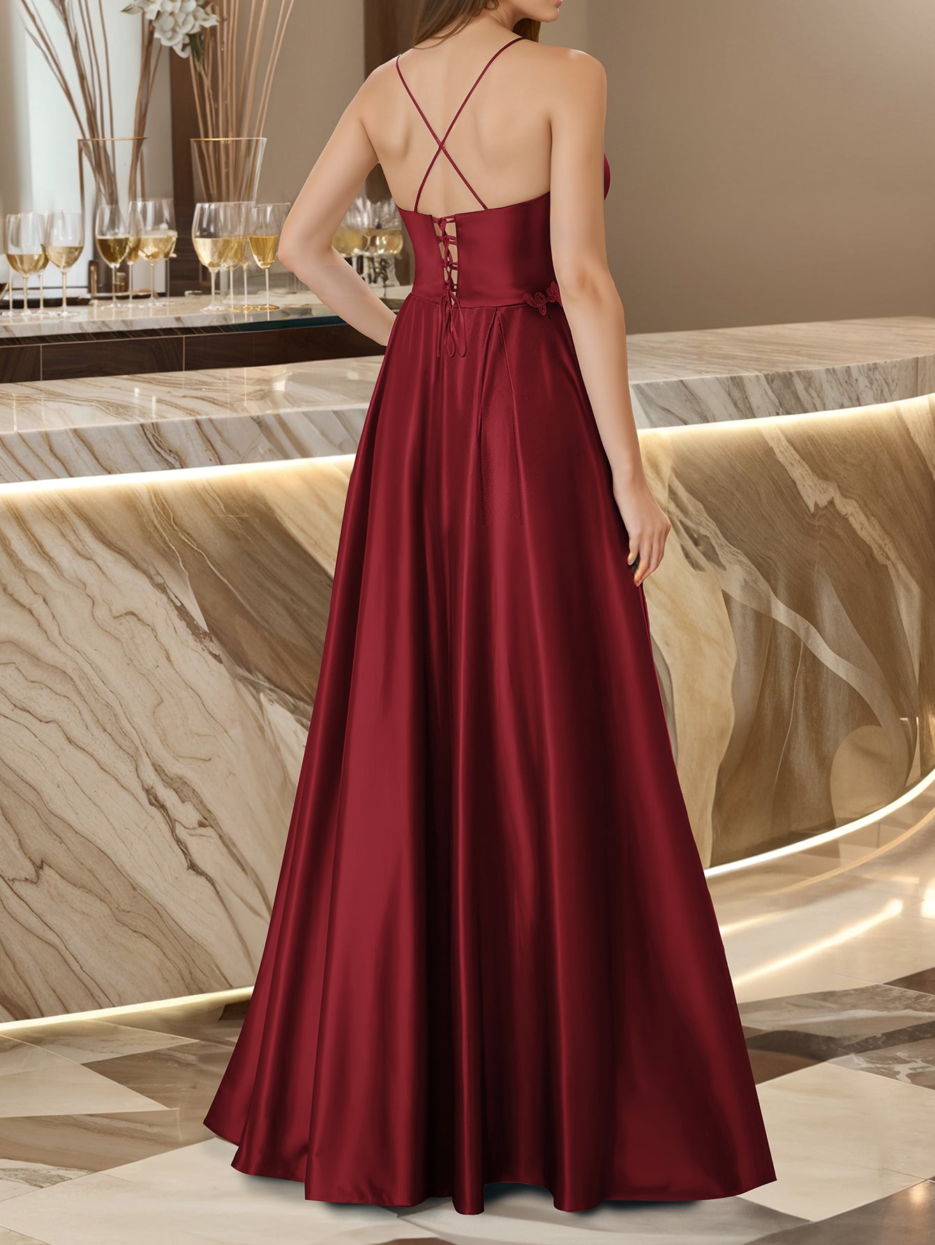 Elegant Strapless Floor-Length Gown Formal Party Chic Evening Dress 6