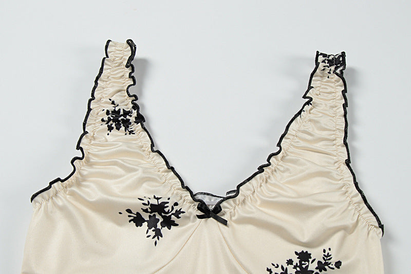 Women Summer French Bow V-Neck Suspender Bodycon Dress 9