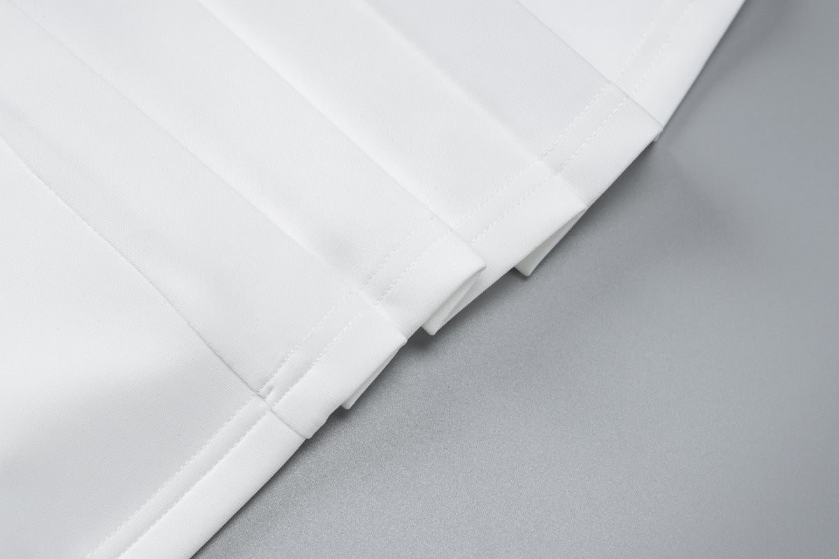 Women Solid Long Sleeve Pleated Sexy V Neck Blazer Dress 15