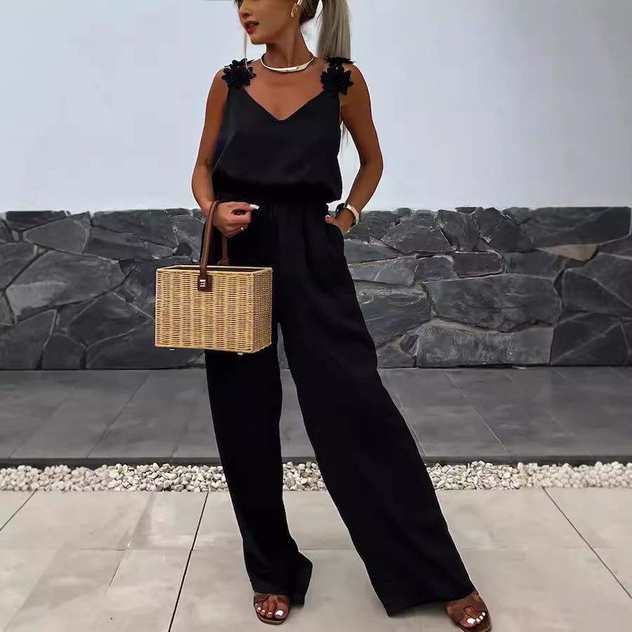 Spring Summer Style Strap Sleeveless Casual Loose Women Jumpsuit 7