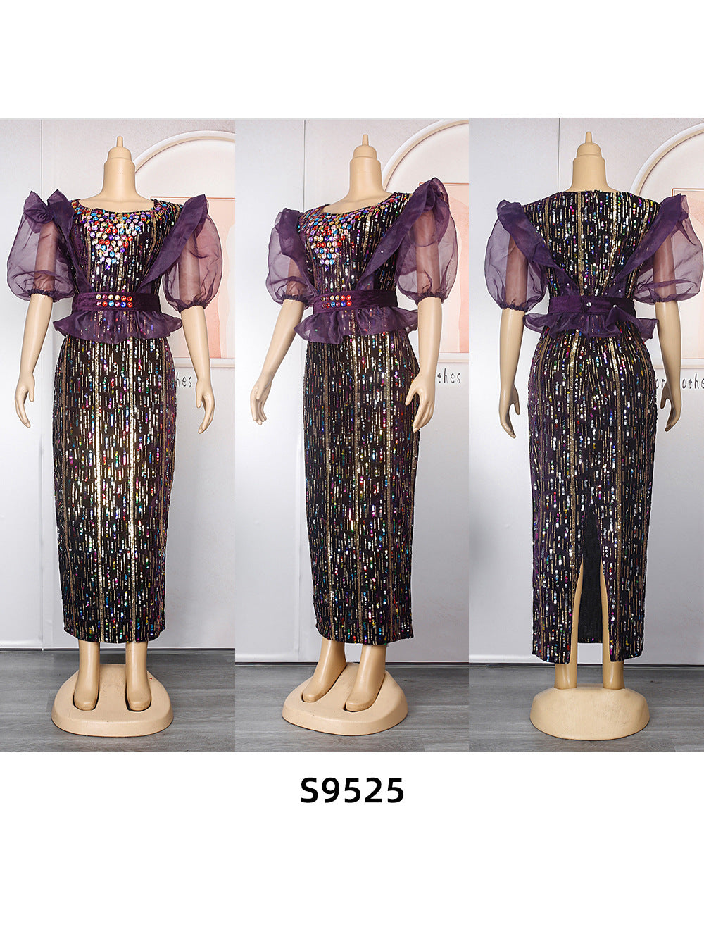 Beaded African Women's Party Evening Dress With Belt 7