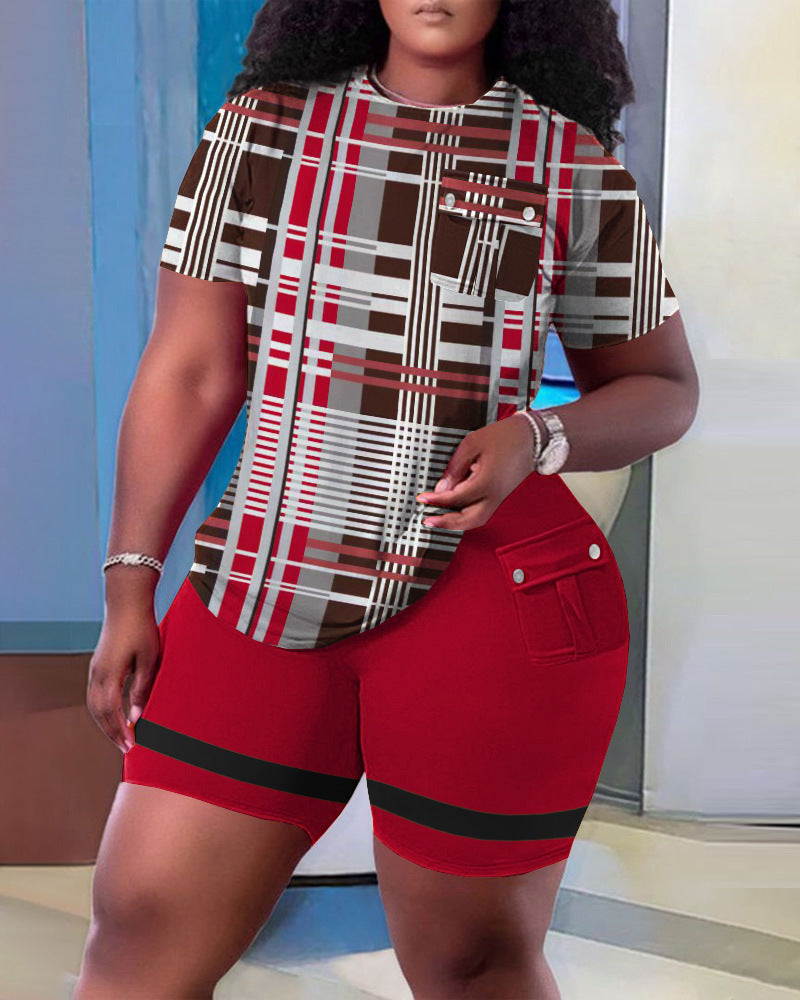 Women's Fashion Casual Print Home Pocket Set 4