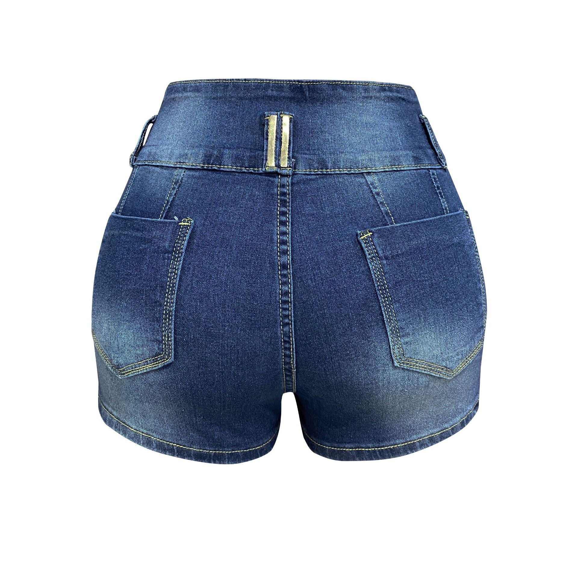 Women Stretch Ripped High Waist Denim Shorts 5