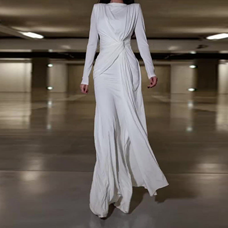 Women Fall Round Neck Bodycon Long Sleeve Dress 19