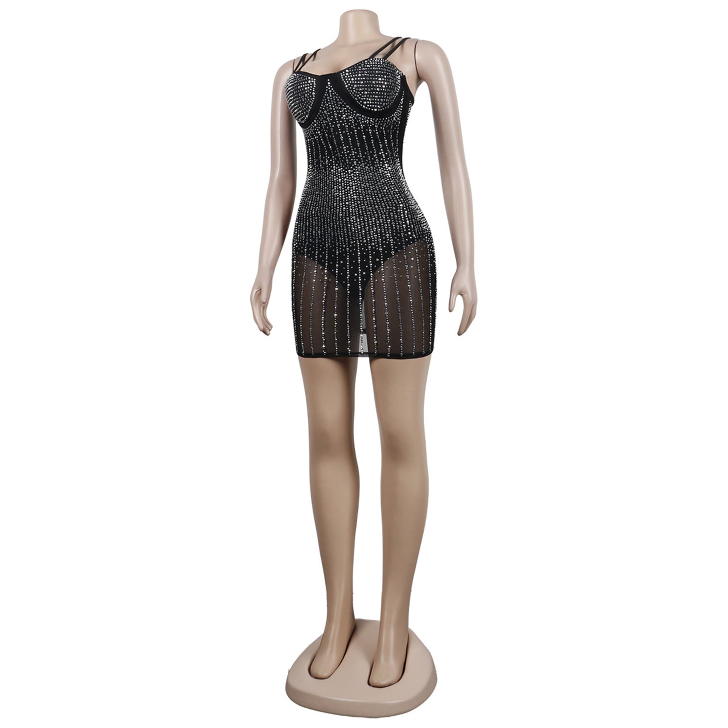 Sexy beaded Slim straps Nightclub Dress 14