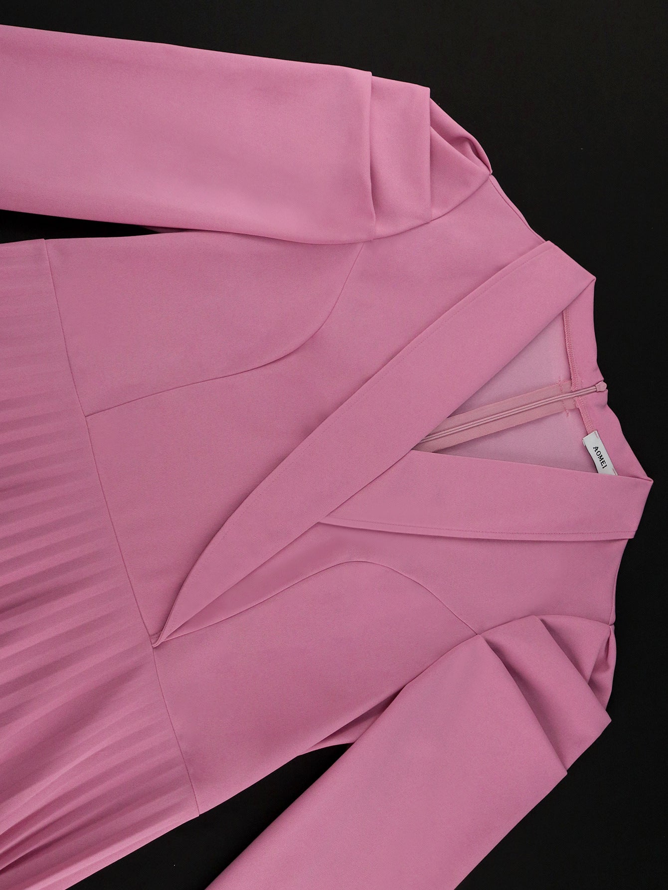 Chic Style Turndown Collar Career Pleated Dress 11