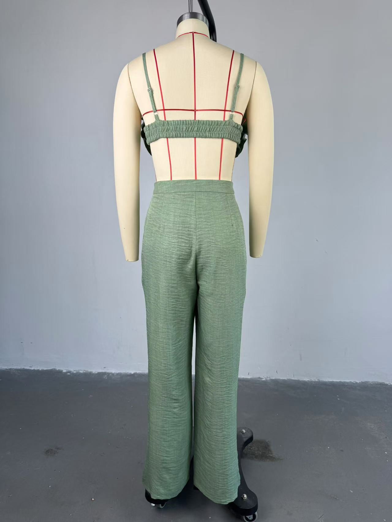 Women Fall Strapless Top and Pant Two Piece Set 11