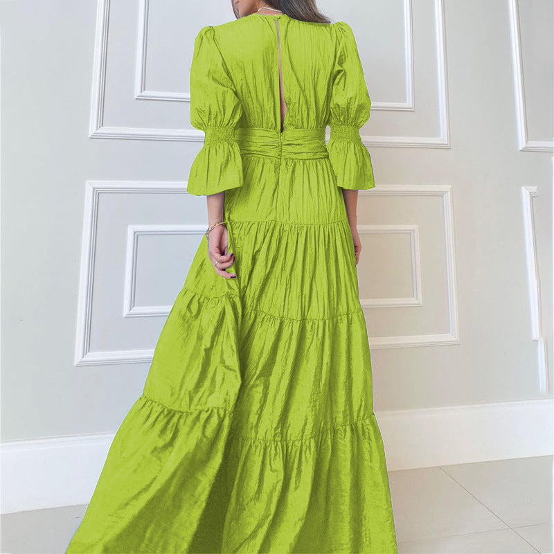 Women V Neck Long Sleeve Maxi Dress 5