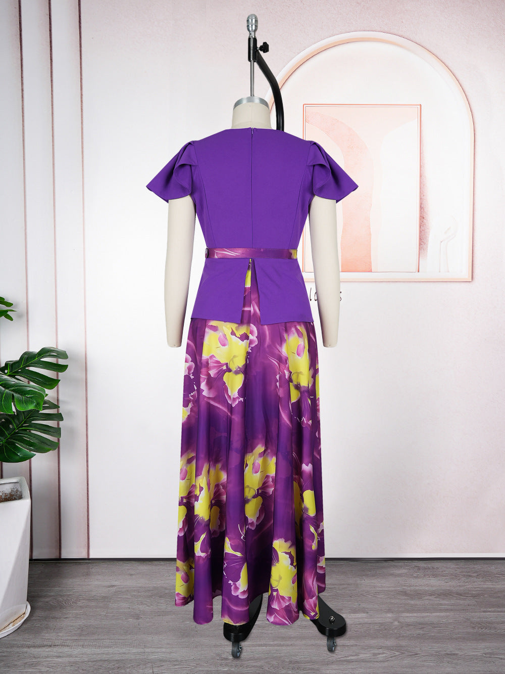 Print Button A-Line Plus Size Dress 10