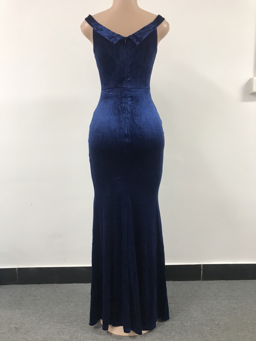 Women Elegant Short Sleeve Slit Evening Dress 9