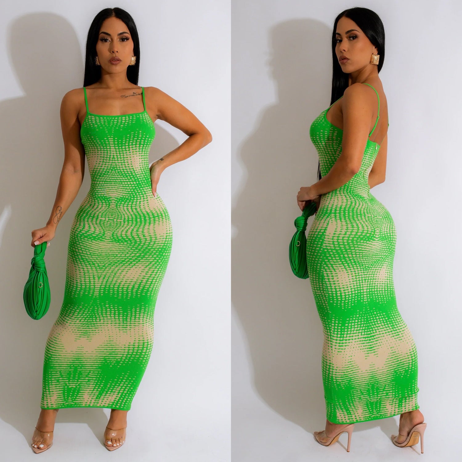 Summer Ladies Sexy Tight Fitting Print Strap Dress 5