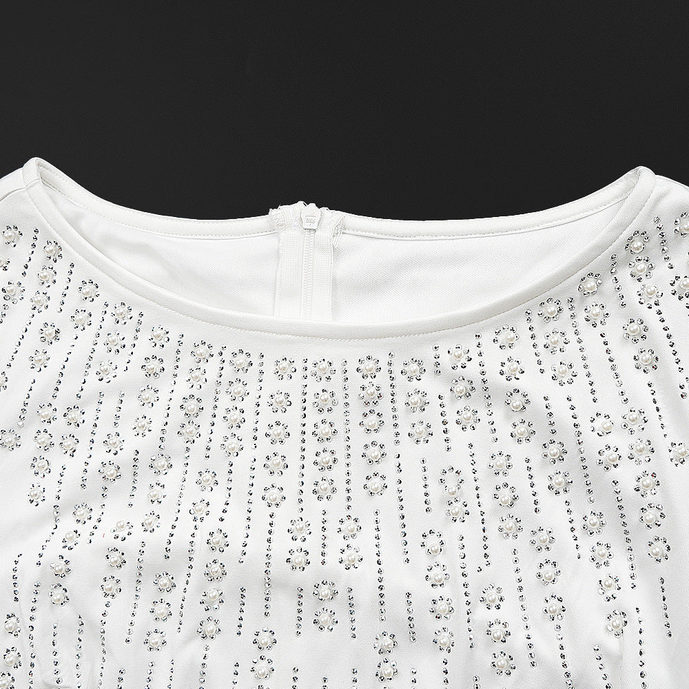 African Plus Size Women's Fashion Beaded Gown Solid Color Dress 12