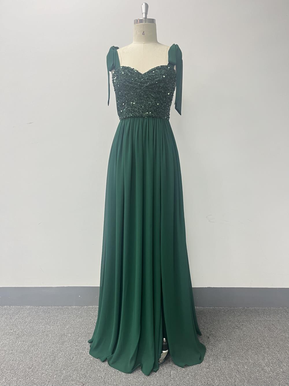 Women Sequin Patchwork Chiffon Backless Slit Party Prom Evening Dress 6