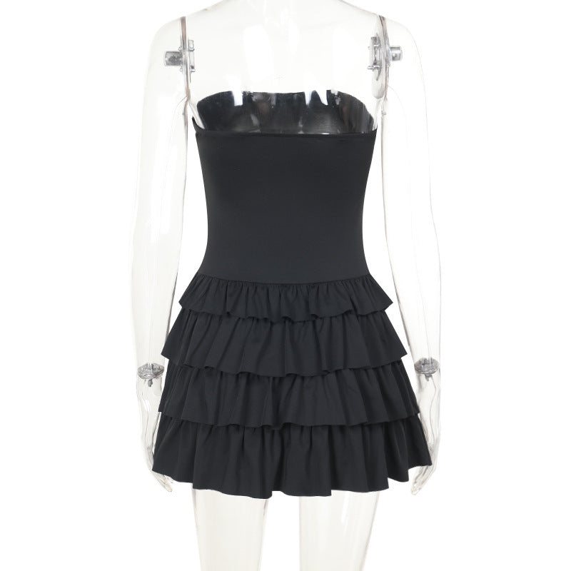 Strapless Sexy Low Back Slim Fit Cascading Ruffles Women Mini Dress 10