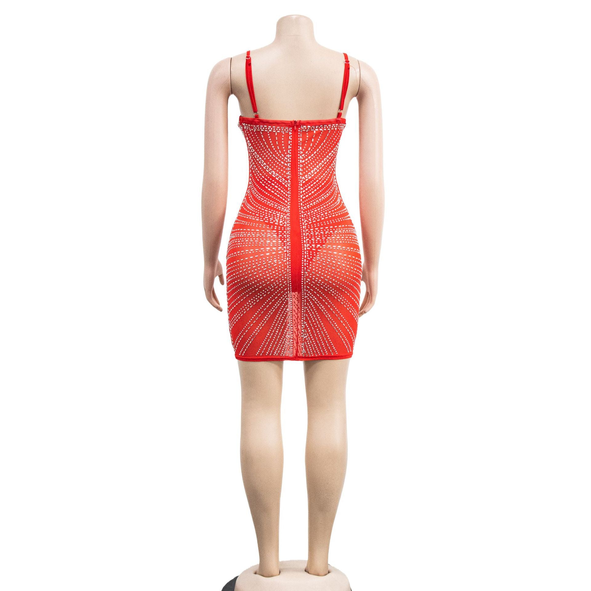 Women's Fashion Beaded Mesh straps Sleeveless club Dress 25