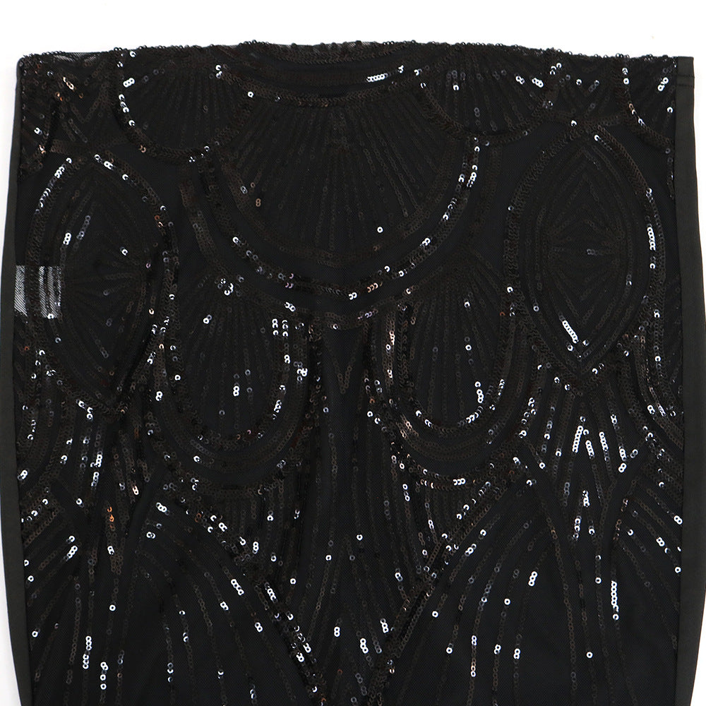 Women Sexy Off Shoulder See-Through Sequin Dress 14