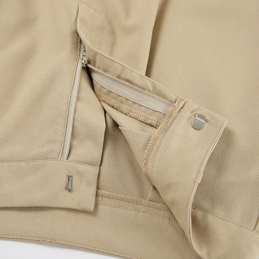 Spring Summer Linen Sleeveless Slash Shoulder Vest Wide Leg Pants Fashionable Two-Piece Set 17