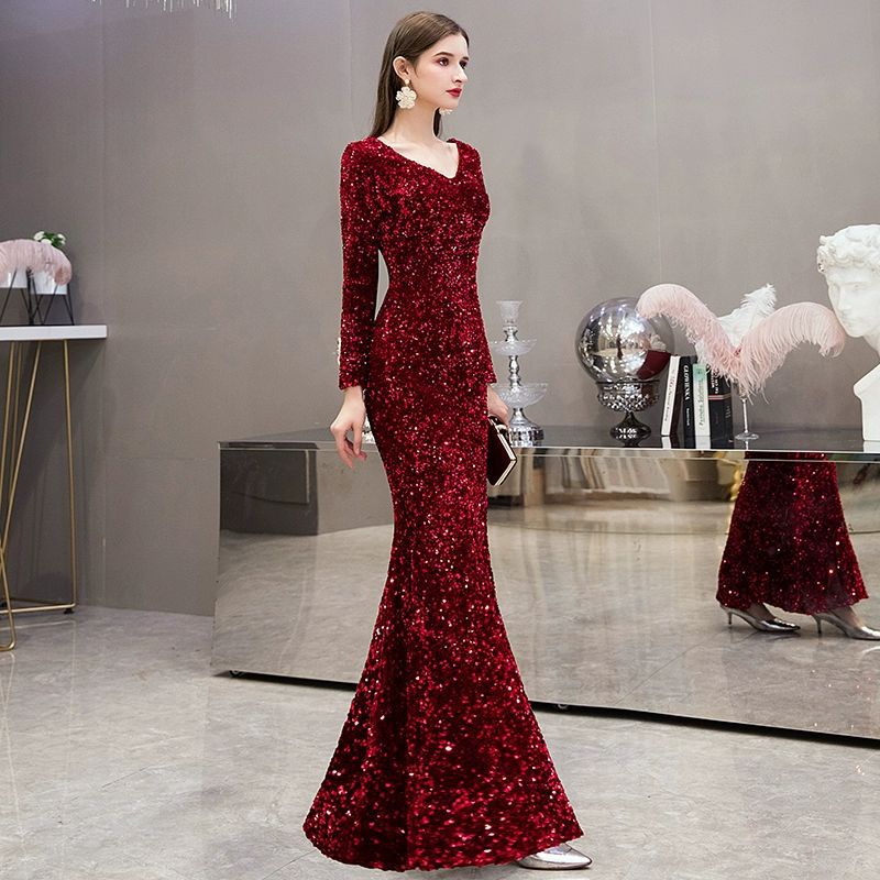 Women Formal Party Elegant Sleeveless V Neck Maxi Evening Dress 4