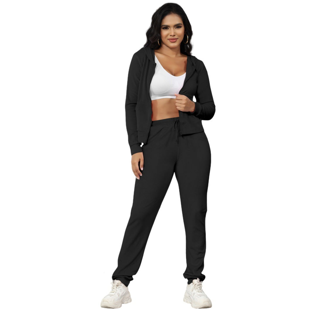 Women's Fashion Casual Velvet Hooded Women's Two-Piece Tracksuits 19