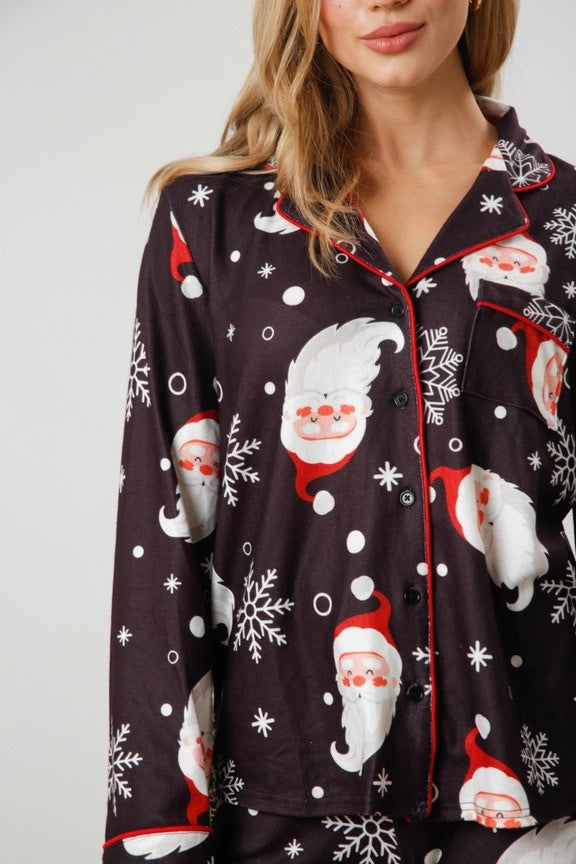 Christmas Women Printed Casual Long-Sleeve Top and Pajama Two-Piece Set 20
