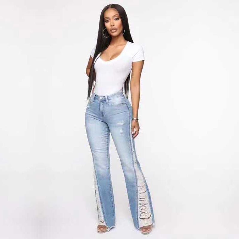 Plus Size Women Ripped Casual Denim trousers 3