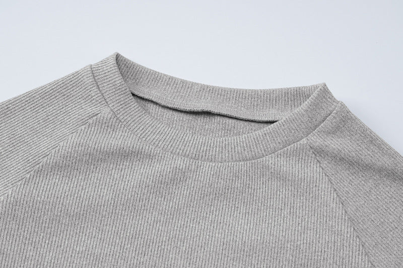 Women Spring Summer Crop Short Sleeve T-Shirt And Pants Two-piece Set 16