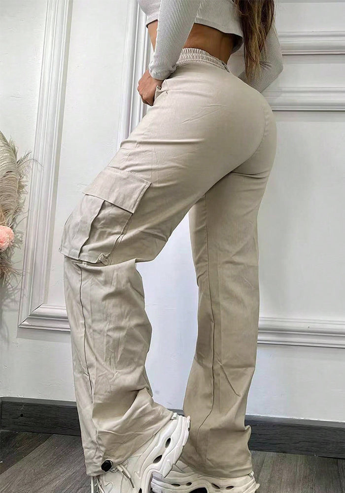 Fashion High-Waist Straight Multi-Pocket Cargo Casual Women's Pants