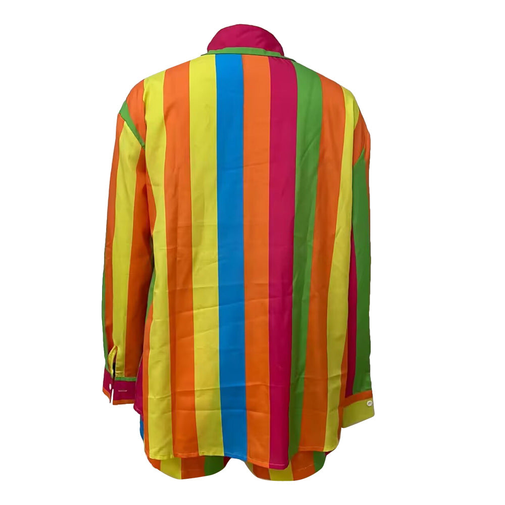 Women Popular Stripe Top and Shorts Casual Two-piece Set 12