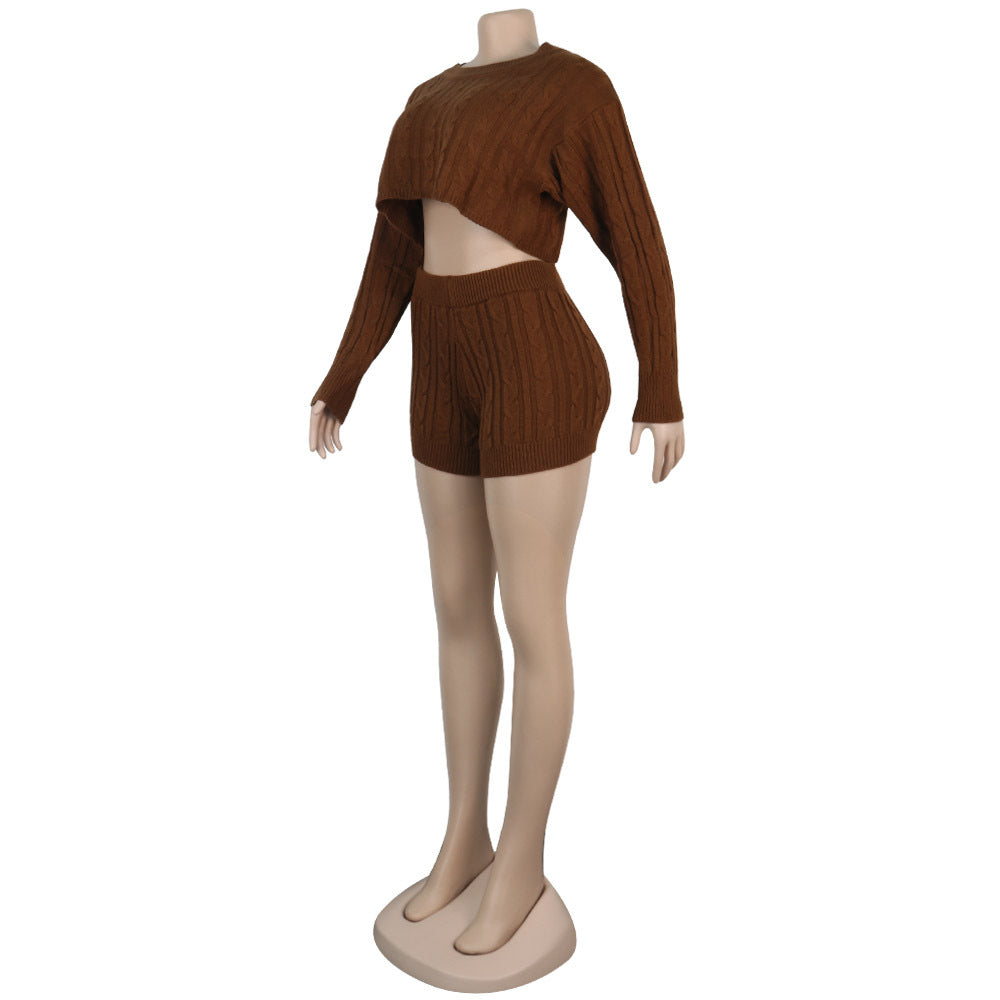 Women's Knit Sweater Shorts Nightclub Two-Piece Set 24