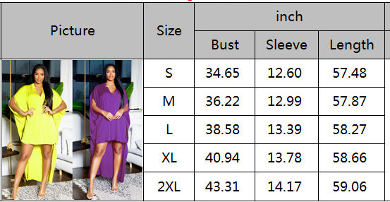 Women's Bat Sleeve V-Neck Fashion Irregular Loose Satin Dress 11