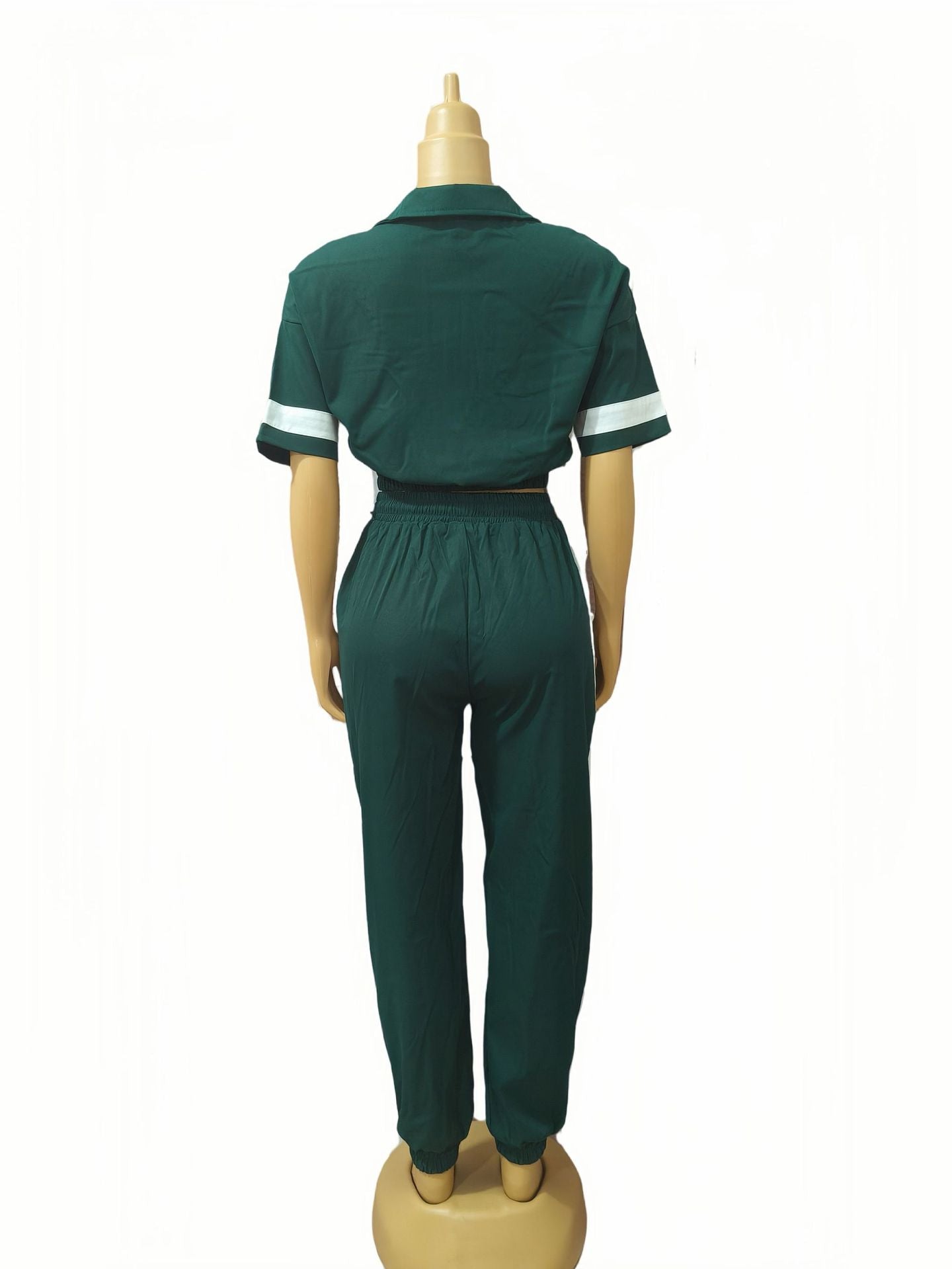 Plus Size African Women contrast color short-sleeved top and leggings Casual two-piece set 7