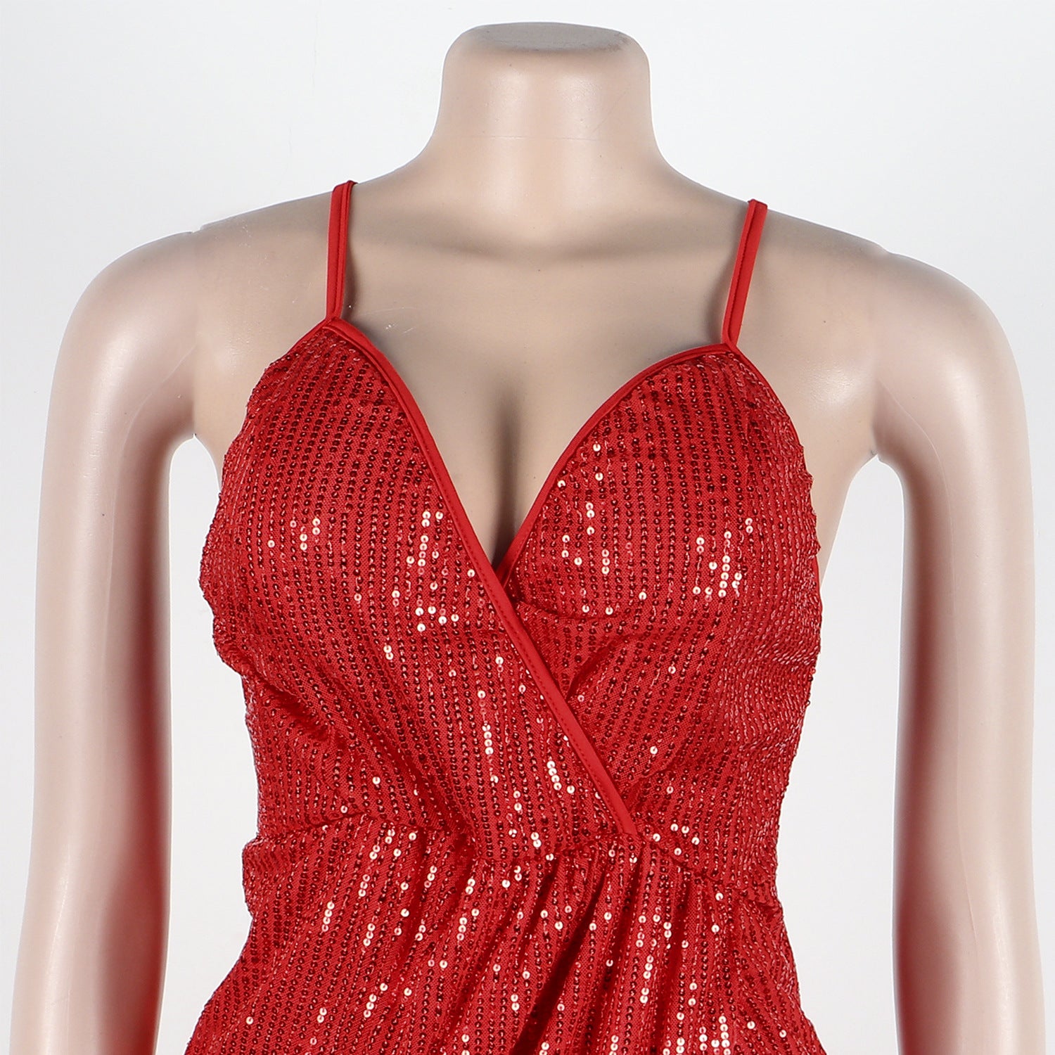 Sexy sequin strap slit dress nightclub dress 37
