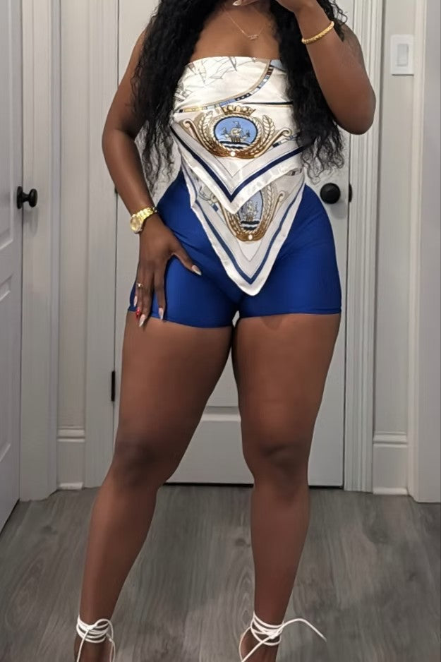 Fashion Strapless Sexy Two Piece Shorts Set 27