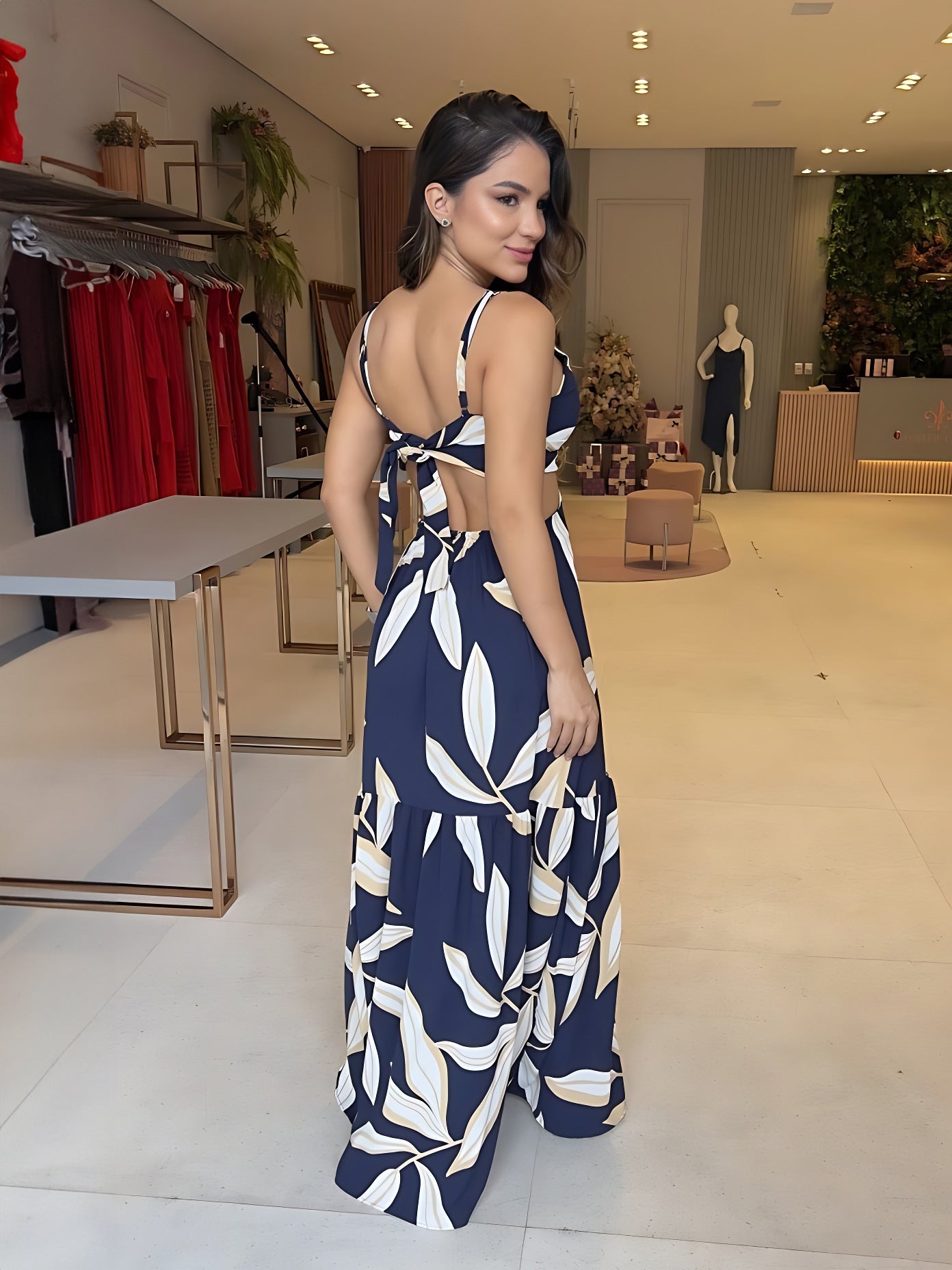 Casual Strap Low Back Holidays Style Women's Sexy Beach Dress 4