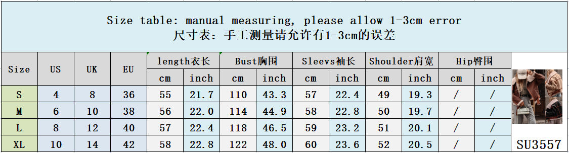 Women Turndown Collar Shearling Jacket 12