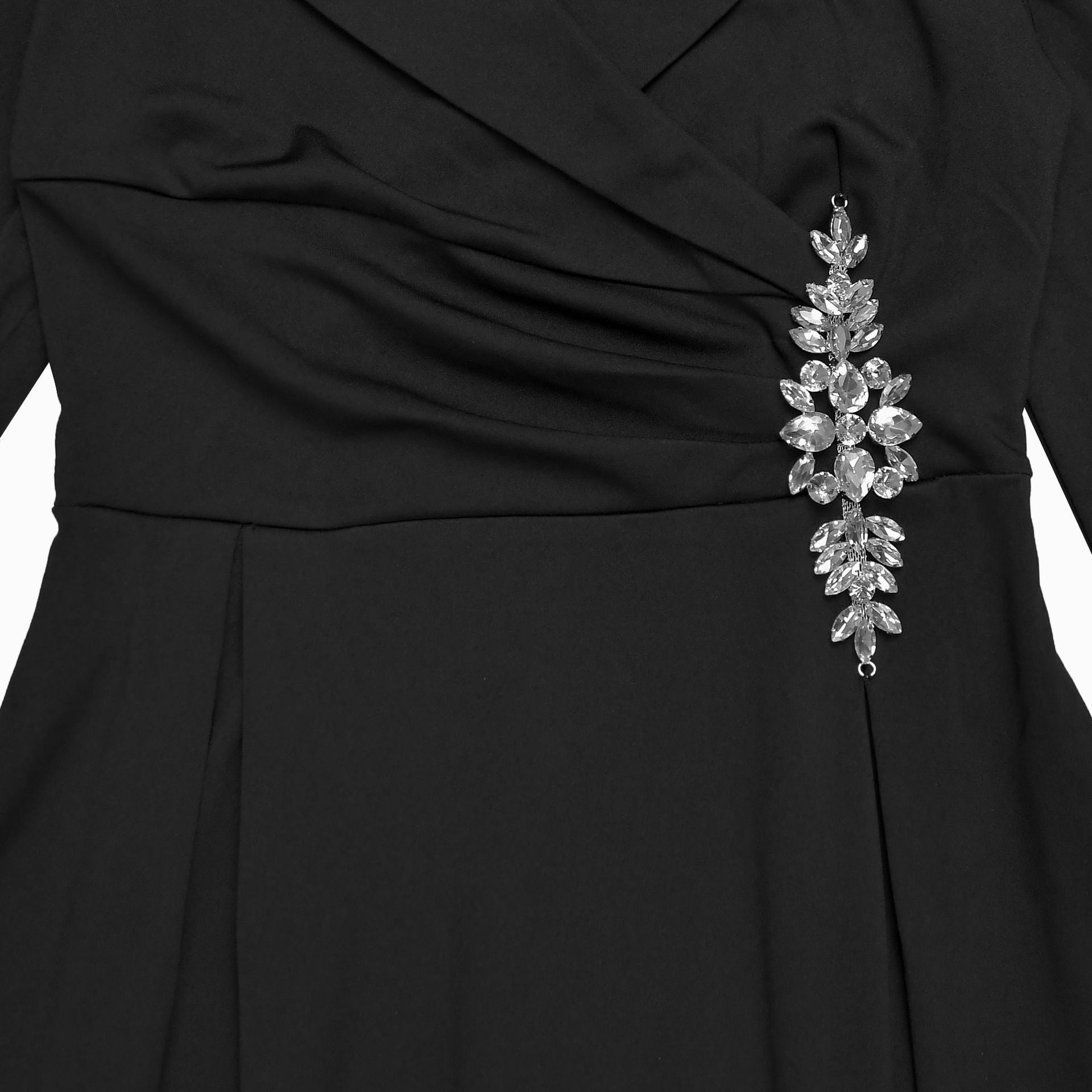 Women Cross Turndown Collar Long Sleeve Dress 22