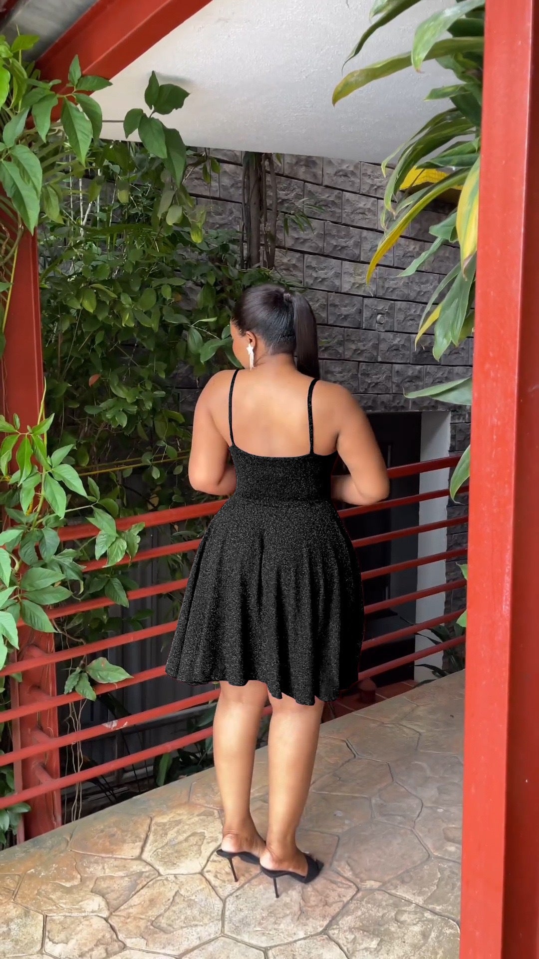 Women Solid Suspender Sexy Backless Dress 8