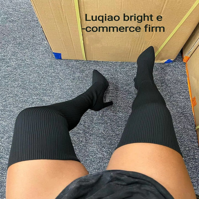 Women autumn and winter knitting stretch wool socks boots 12