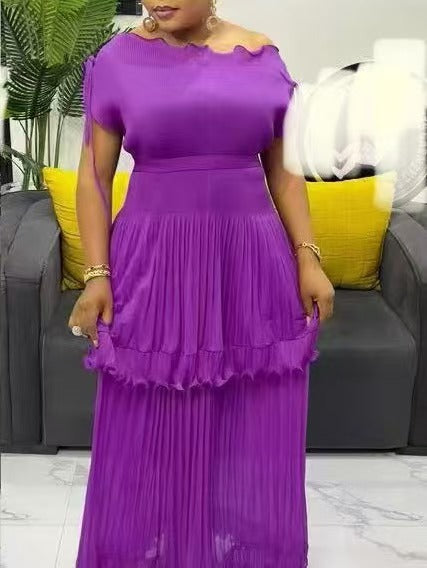 Plus Size Women's Fashion Elegant Chic Ruffle Summer Maxi Dress African Style 14