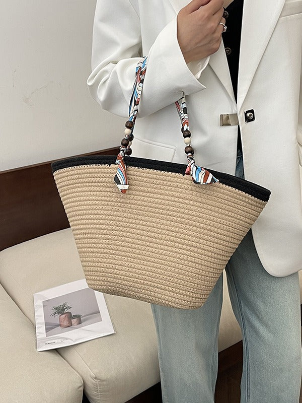 Women Popular Beach Holidays Straw Bag Shoulder Tote Bag 5
