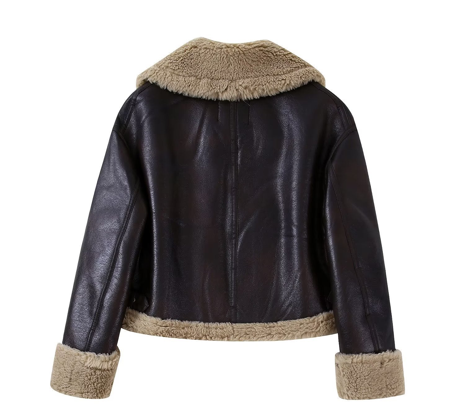 Autumn And Winter Street Double-Sided Fur Solid Color Turndown Collar Jacket For Women 5