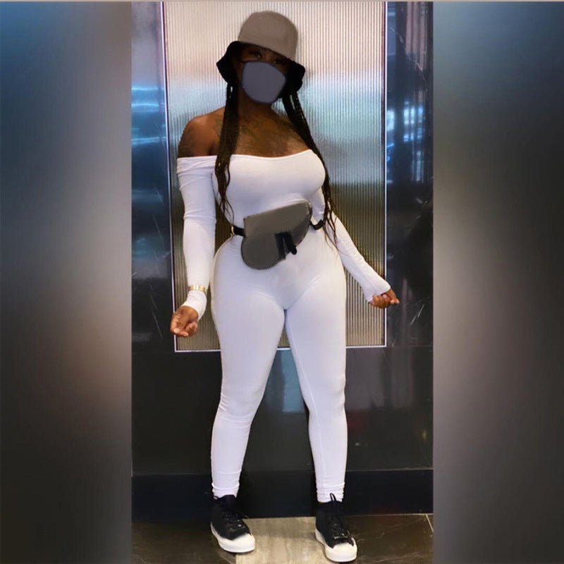 Women's Summer Fashion Long Sleeve Slim Solid Color Jumpsuit 6