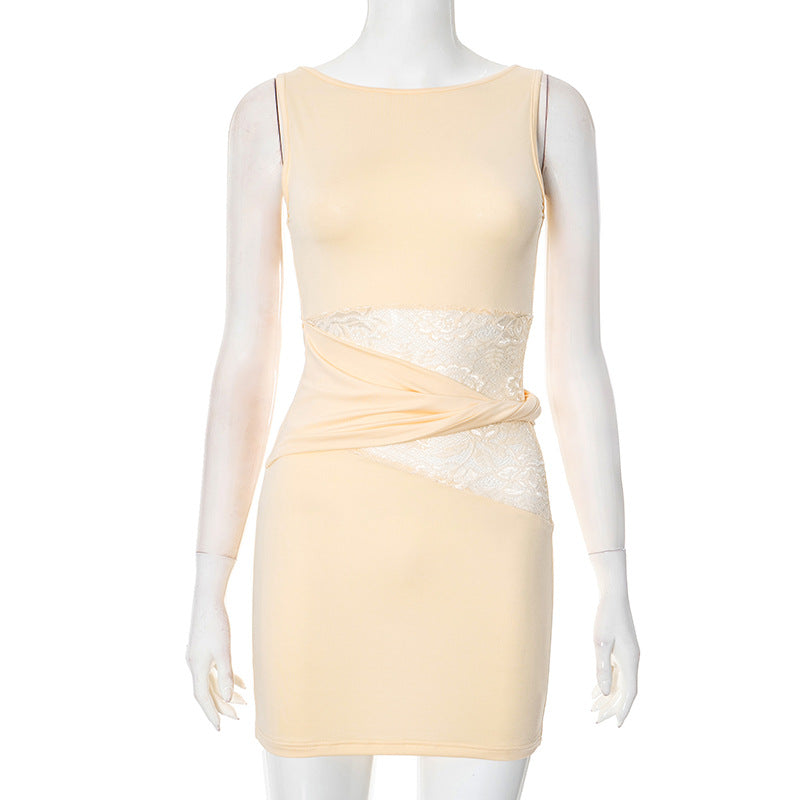 Women summer sleeveless lace patchwork dress 9